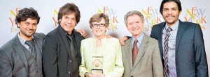 The team behind the film: (L-R) Frederick  James  Koch,  James  Rutnam,  Judith  Rutnam  with  the  Bronze  Award,   Paul  Mason and  Patrick  Rutnam