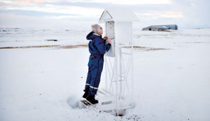 Bragi Benediktsson, a sheep farmer, at his weather station in Grimsstadir, Iceland. A Chinese billionaire wants his land to put up a golf course and a luxury hotel (Ilvy Njiokiktjien for The New York Times)