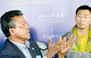 Prof. Patrick Mendis at the Carnegie-Tsinghua Center for Global Policy at Tsinghua University after speaking at the China Academy of Social Sciences and the China Foreign Affairs University in Beijing.
