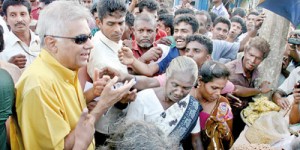 Ranil mingling with the people in Jaffna town. Pic by Romesh Danushka
