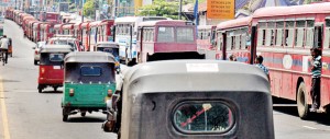 CTB buses bringing supporters from all parts of the country for the UPFA meeting in Colombo. Pic by Nissanka Meegoda