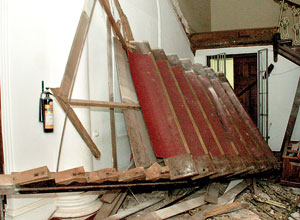 Scene of the collapsed staircase at the Museum