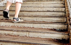 This corroded stairway used by thousands daily -built a 100-years ago- poses a threat to life and limb and is a disaster waiting to happen