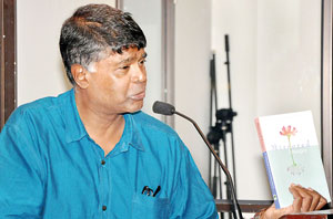 Prof. Rajiva Wijesinha speaking at the launch.  Pic by Susantha Liyanawatte