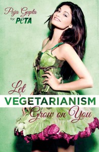 Leafy lovely: Former Miss India Puja Gupta makes an appeal for the vegetarian way of life