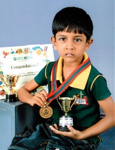 Aveesha Herat, a student of God’s Home  Pre-School, Kurunegala was awarded two trophies, a gold medal and a certificate at the annual School Sports Day.