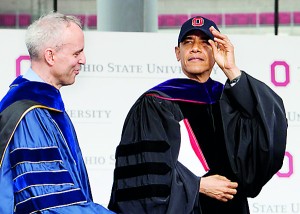 Obama urged Ohio State graduates to pursue causes for the greater good.