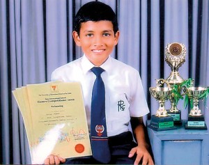 Savindu Herat, a Grade Six student of Royal International School, Kurunegala won the Inter-International Schools Under 11 Swimming Championship 2012 organised by the Association of International Schools in Sri Lanka.