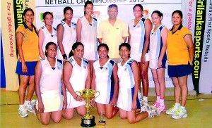 Standing from left. Somitha De Alwis,H.K.N. Dilrukshi (captain), Kumarine Silva, Dharshika Abeywickrema, Lasantha Fernando (president HNB SC), Shasika Samarasinghe, Gayathri Lankatilake and Anne Weerakkodi. Front row: Harshini Wijelath, Hansi Bandara, Pabasara Gunasekera and Sadini Jayakody.