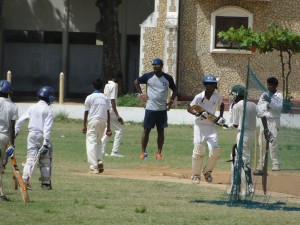 A member of the Sri Lanka Under-19 coaching staff keeping a close eye on young cricketers at one of the training camps held in the northern region of the country. - Pic courtesy of SLC
