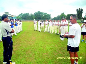 Paul Mc Ewan and Prasanna Galappaththi (SLC’s district coach Matara) at the presentation after a game