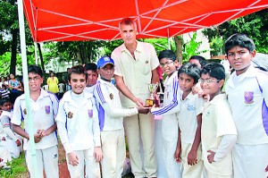 The runners up Centaur team receiving their awards from the Deputy Principal and Head of Primary David Goodwin