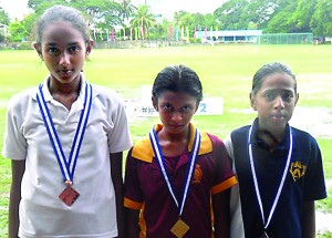 Winners of the High Jump event for girls under 13 years
