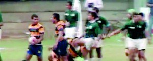 A video grab from the incident-marred Schools rugby match clearly shows a player from Isipathana planting a kick on a Royal player from behind.