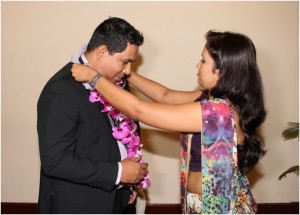 The Chief Guest  Mr. Thushara  Perera, Group Director Marketing ,  Derana is being garland by Ms. Isanka Mendis.