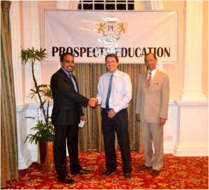 CEO/Founder of Prospects Education Mr. Somesh Perera, with Dr. Kevin Andrews and Dr. Egerton Senanayake, Director Academics of Prosepcts Education.