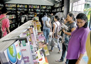Browsing not buying: Although there were large crowds at the nine day Book Fair, sales were down. Pic by Athula Devapriya