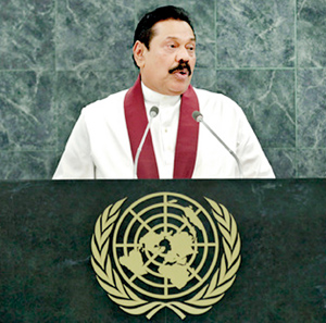 President Rajapaksa addressing the UN General Assembly’s 68th sessions on Tuesday.