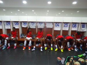 Lankan soccer players in Thailand in unfamiliar surroundings. Very soon they will savour the same facilities in Sri Lanka