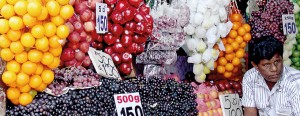 Colourful but could be harmful: Wherever one looks imported fruits are freely available. Pix by Athula Devapriya