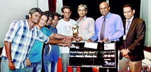 Pix show  the  SLIIT team receiving their award (above)and the Mahinda College Galle team receiving their award (bottom).