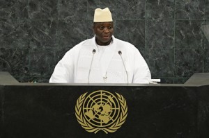 Gambian President Yahya Jammeh speaks at the UN General Assembly (AFP)