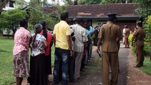 The arrested villagers being taken to the residence of the Gampaha Magistrate yesterday.  Pic by Indika Handuwala