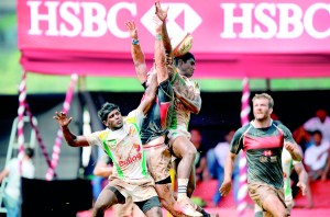 Action in the Sri Lanka Vs Hong Kong match at the Indian 7s played in Bombay.