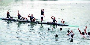 WE DID IT – Thomian oarsmen celebrate their victory - Pic by Indika Handuwala