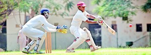 Ananda batsman Pasindu Isira cuts on his way to score 103 against Maliyadeva at Ananda Mawatha. - Pic by Amila Gamage