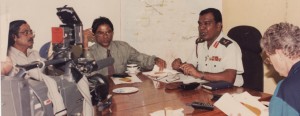 Maj. General Sarath Munasinghe in his role as Military Spokesman (above) and (top  right) on the field