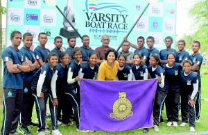 The University of Colombo rowing team after emerging victorious