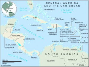 MAP: Central America and the Caribbean
