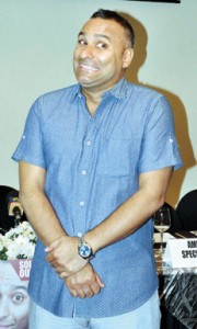 A face for every moment: Russell Peters at the Colombo news conference. Pic by Indika Handuwala