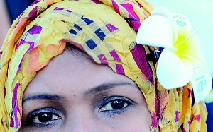 A supporter of frontrunner Nasheed at a political rally in Male on Friday. AFP