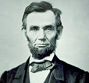 American leader: Abraham Lincoln, the 16th President of the US, and the first of three of the same on the list