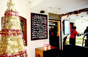 This coffee shop in Colombo boasts  a unique Christmas tree