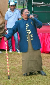 A lady dressed as a Mudaliyar at the fancy dress competition
