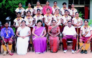 The Janadhipathi Balika Vidyalaya team:  (Seated from Left): Subodha Lakshika (Vice Captain), Mrs. Anjana Abeyratne (Teacher-in-Charge), Ms. Sriyani Perera (Vice Principal), Mrs. Nayana Perera (Principal), Mr. A.N. Perera (Coach), Sanduni Gimhani (Captain).  (Standing First Row): Sandali Dilhara, Yasitha Prabani, Imesha Lakshani, Chammi Vasana, Nishali Sepali, Kavishka Virajani, Ayeshani Dilrukshi.  (Standing Second Row): Chamodi Sandeepani, Samadhi Mandira, Ashika Rajudeen, Chanchala Madumali, Isurani Nisansala, Chalani Buddhika, Malindi Maleesha.