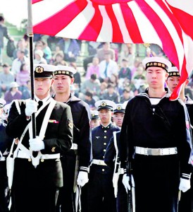 Japanese sailors during an annual military review , in Tokyo (AFP)