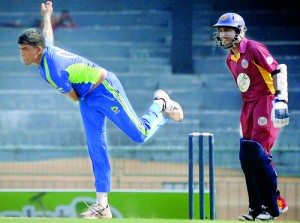 Left-arm paceman Charith Jayampthi bowled a spell of six overs to capture three top NCC wickets and went on to complete with four scalps setting SSC an easy victory in the final.  - Pix by Amila Gamage