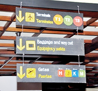 “Departure information" with seating areas marked as passenger terminals or departure gates