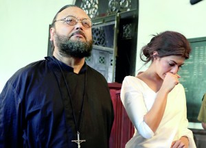 Jacqueline Fernandez in the role of Daphne (as Delrene Ingram is known in the film) and Alston Koch who plays the role of Fr. Mathew Peiris. Pix by M.A. Pushpa Kumara