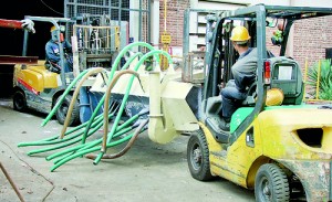 Factory equipment being dismantled in preparation for relocation