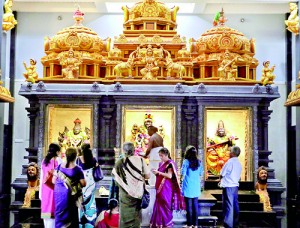 Devotees inside the temple.  Pic by M.A. Pushpa Kumara