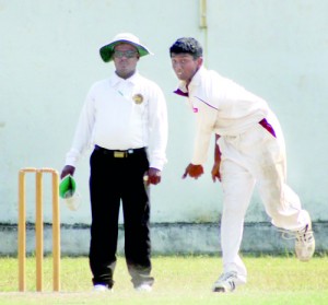 Nalanda spinner Malinga Amarasinghe in action - File pic