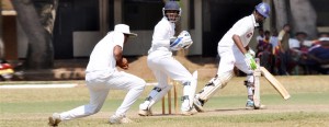 Hashen Mendis of Prince of Wales’ is caught by first slip Vinoo Mohotti of St. Peters off the bowling of Gayan Nanayakkara as wicket keeper Roshan Karunaratne looks on. Pix by Ranjith Perera