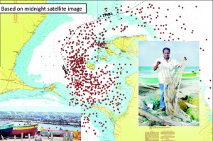 Map showing Indian fishermen encroaching on Lankan waters. Slide taken from the presentation of Joeri Scholtens and Prof. A. S. Soosai
