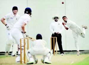 Left-arm spinner Chathura Randunu, a member of the Lankan spin trio, captured two important wickets – Pic by Ranjith Perera