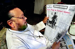 ‘Fr. Mathew’ realises the game is up through a news item about the exhumation. Pix by M.A. Pushpa Kumara